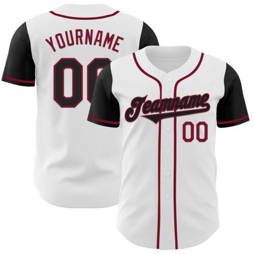 TwoTone0340 Custom White Black-Crimson Authentic Two Tone Baseball Jersey