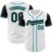 Custom White Black-Teal Authentic Two Tone Baseball Jersey