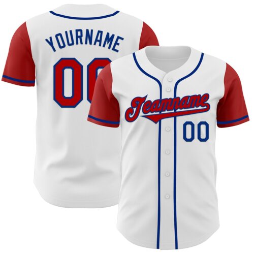 TwoTone0344 Custom White Red-Royal Authentic Two Tone Baseball Jersey