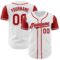 Custom White Red-Gray Authentic Two Tone Baseball Jersey