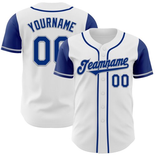 TwoTone0359 Custom White Royal-Gray Authentic Two Tone Baseball Jersey