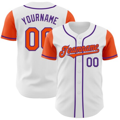 TwoTone0365 Custom White Orange-Purple Authentic Two Tone Baseball Jersey