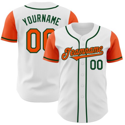 TwoTone0366 Custom White Orange-Green Authentic Two Tone Baseball Jersey
