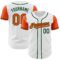 Custom White Orange-Green Authentic Two Tone Baseball Jersey