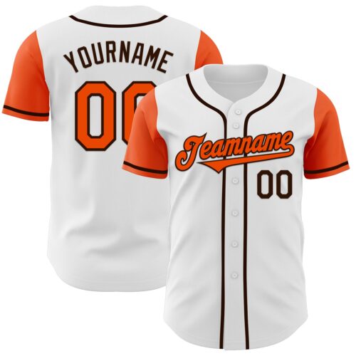 TwoTone0370 Custom White Orange-Brown Authentic Two Tone Baseball Jersey