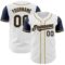 Custom White Navy-Old Gold Authentic Two Tone Baseball Jersey
