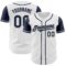 Custom White Navy-Gray Authentic Two Tone Baseball Jersey