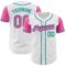 Custom White Pink-Teal Authentic Two Tone Baseball Jersey