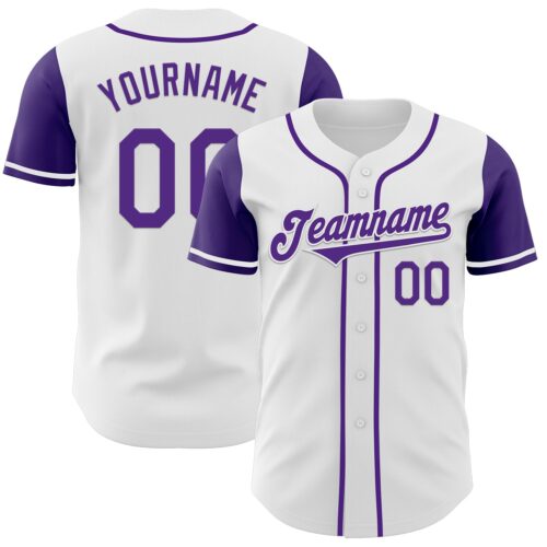 TwoTone0400 Custom White Purple Authentic Two Tone Baseball Jersey