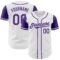 Custom White Purple Authentic Two Tone Baseball Jersey