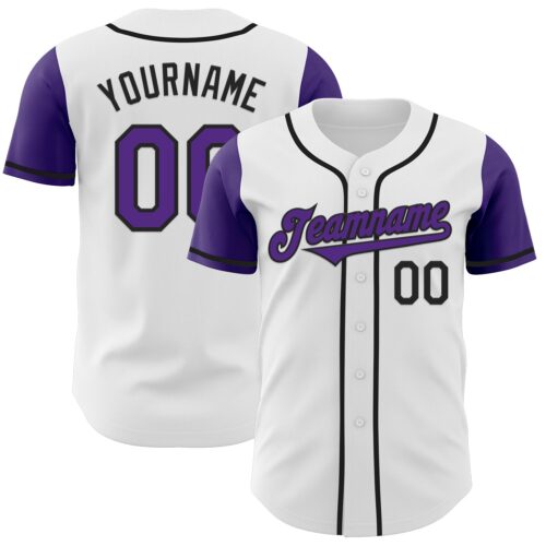 TwoTone0403 Custom White Purple-Black Authentic Two Tone Baseball Jersey