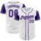Custom White Purple-Gray Authentic Two Tone Baseball Jersey