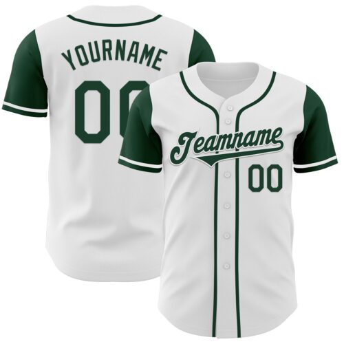 TwoTone0411 Custom White Green Authentic Two Tone Baseball Jersey