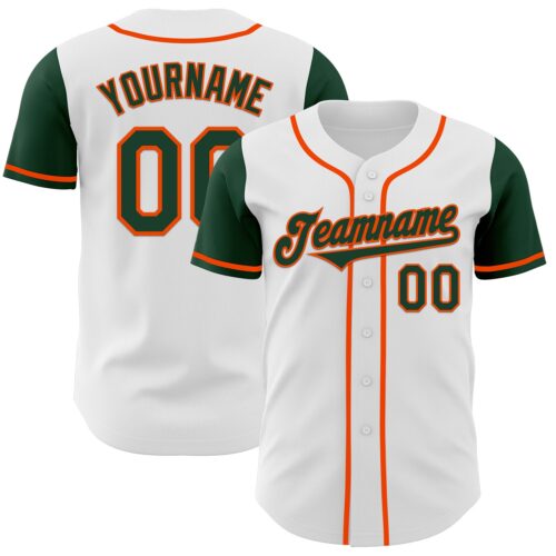 TwoTone0413 Custom White Green-Orange Authentic Two Tone Baseball Jersey