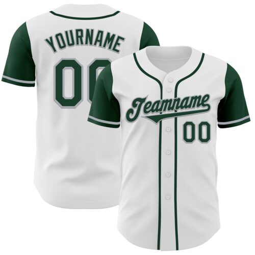 TwoTone0417 Custom White Green-Gray Authentic Two Tone Baseball Jersey