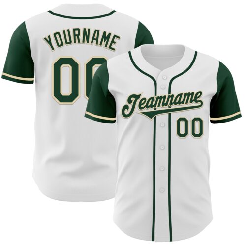 TwoTone0418 Custom White Green-Cream Authentic Two Tone Baseball Jersey