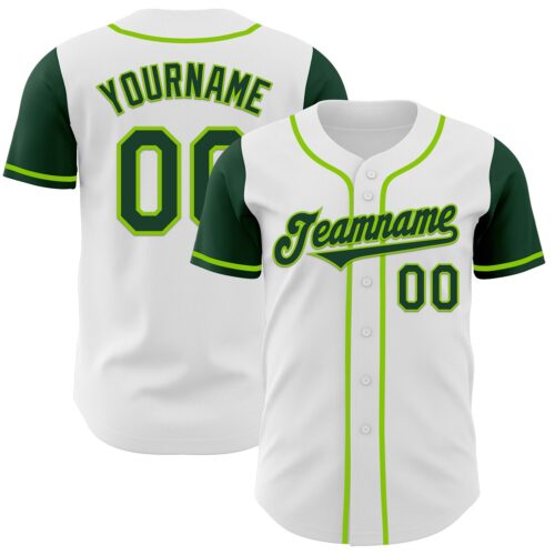 TwoTone0419 Custom White Green-Neon Green Authentic Two Tone Baseball Jersey