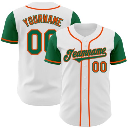 TwoTone0422 Custom White Kelly Green-Orange Authentic Two Tone Baseball Jersey