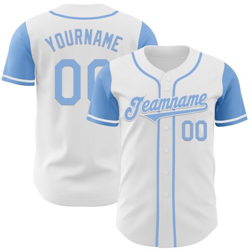 TwoTone0429 Custom White Light Blue Authentic Two Tone Baseball Jersey