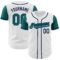 Custom White Teal-Navy Authentic Two Tone Baseball Jersey