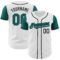 Custom White Teal-Black Authentic Two Tone Baseball Jersey