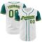 Custom White Teal-Gold Authentic Two Tone Baseball Jersey