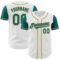 Custom White Teal-Old Gold Authentic Two Tone Baseball Jersey
