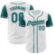 Custom White Teal-Gray Authentic Two Tone Baseball Jersey