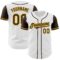 Custom White Brown-Gold Authentic Two Tone Baseball Jersey