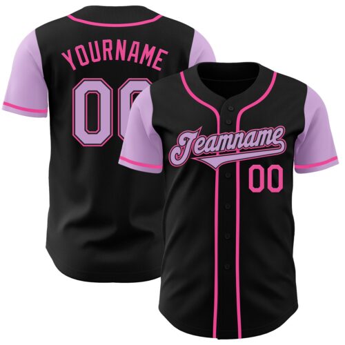 TwoTone0464 Custom Black Light Purple-Pink Authentic Two Tone Baseball Jersey