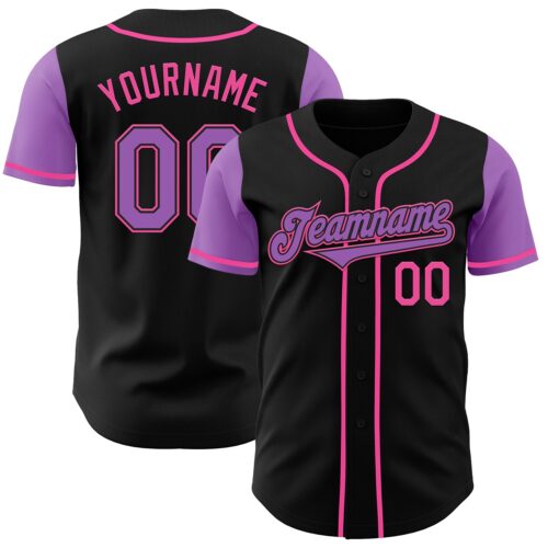TwoTone0465 Custom Black Medium Purple-Pink Authentic Two Tone Baseball Jersey