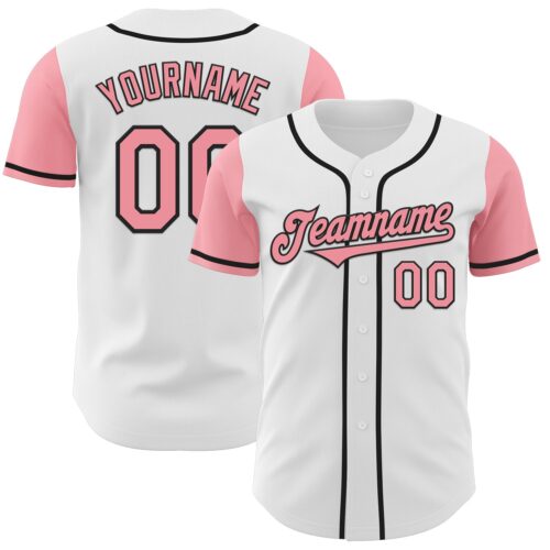TwoTone0467 Custom White Medium Pink-Black Authentic Two Tone Baseball Jersey