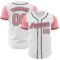 Custom White Medium Pink-Black Authentic Two Tone Baseball Jersey