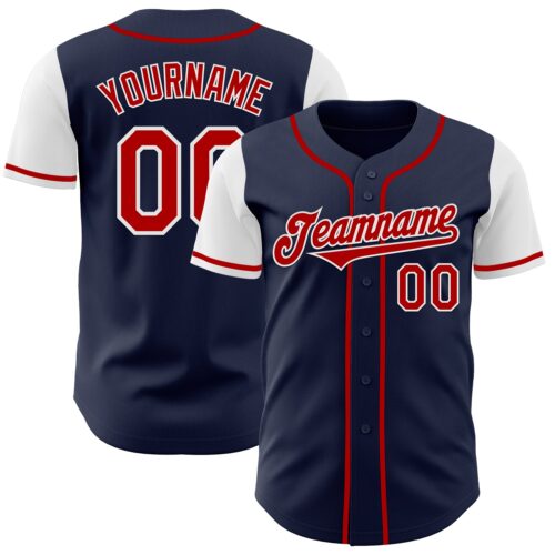 TwoTone0512 Custom Navy Red-White Authentic Two Tone Baseball Jersey