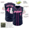 Custom Navy Pink-White Authentic Two Tone Baseball Jersey