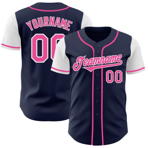 TwoTone0514 Custom Navy Pink-White Authentic Two Tone Baseball Jersey