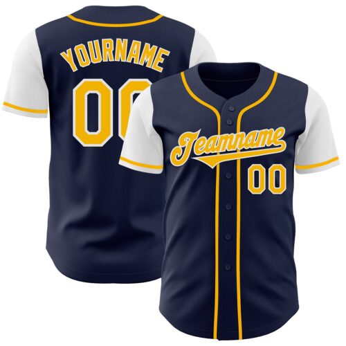 TwoTone0515 Custom Navy Gold-White Authentic Two Tone Baseball Jersey