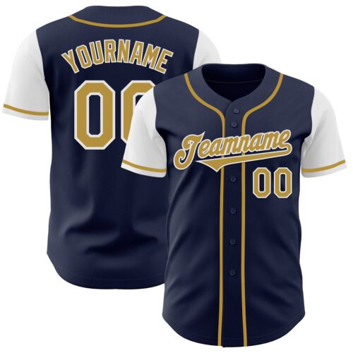 TwoTone0516 Custom Navy Old Gold-White Authentic Two Tone Baseball Jersey