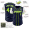 Custom Navy Neon Green-White Authentic Two Tone Baseball Jersey