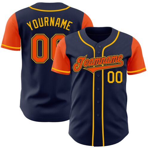 TwoTone0526 Custom Navy Orange-Gold Authentic Two Tone Baseball Jersey