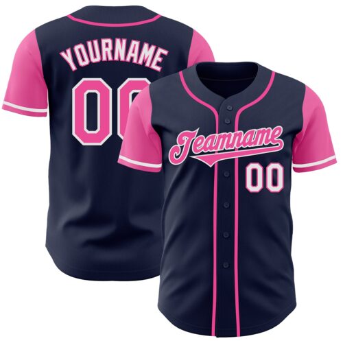 TwoTone0528 Custom Navy Pink-White Authentic Two Tone Baseball Jersey