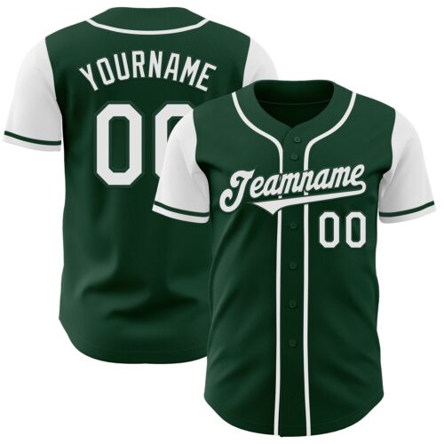 TwoTone0555 Custom Green White Authentic Two Tone Baseball Jersey
