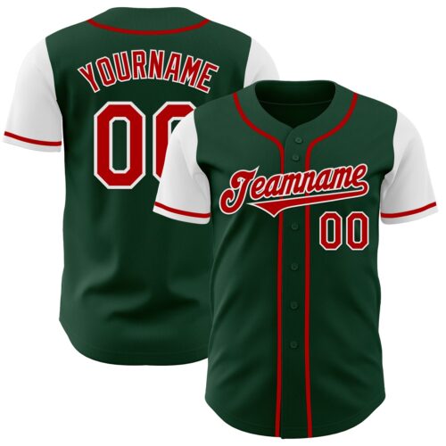 TwoTone0556 Custom Green Red-White Authentic Two Tone Baseball Jersey