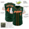 Custom Green Orange-White Authentic Two Tone Baseball Jersey