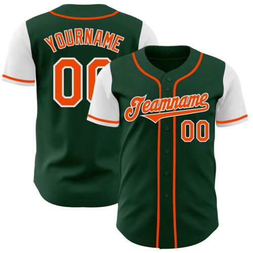 TwoTone0557 Custom Green Orange-White Authentic Two Tone Baseball Jersey