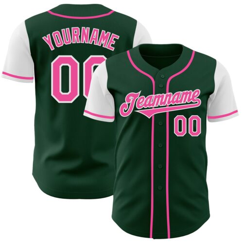 TwoTone0558 Custom Green Pink-White Authentic Two Tone Baseball Jersey