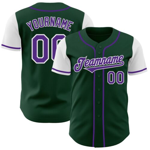TwoTone0561 Custom Green Purple-White Authentic Two Tone Baseball Jersey