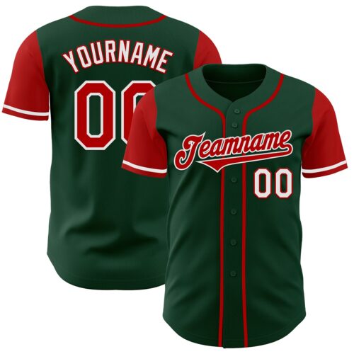 TwoTone0563 Custom Green Red-White Authentic Two Tone Baseball Jersey