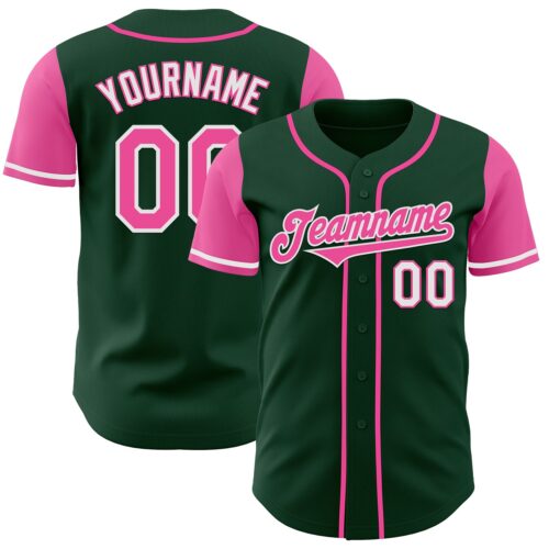 TwoTone0566 Custom Green Pink-White Authentic Two Tone Baseball Jersey