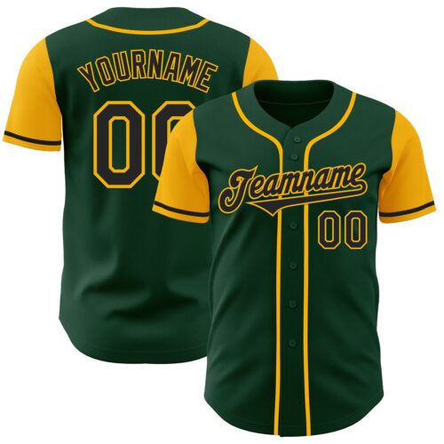 TwoTone0568 Custom Green Black-Gold Authentic Two Tone Baseball Jersey
